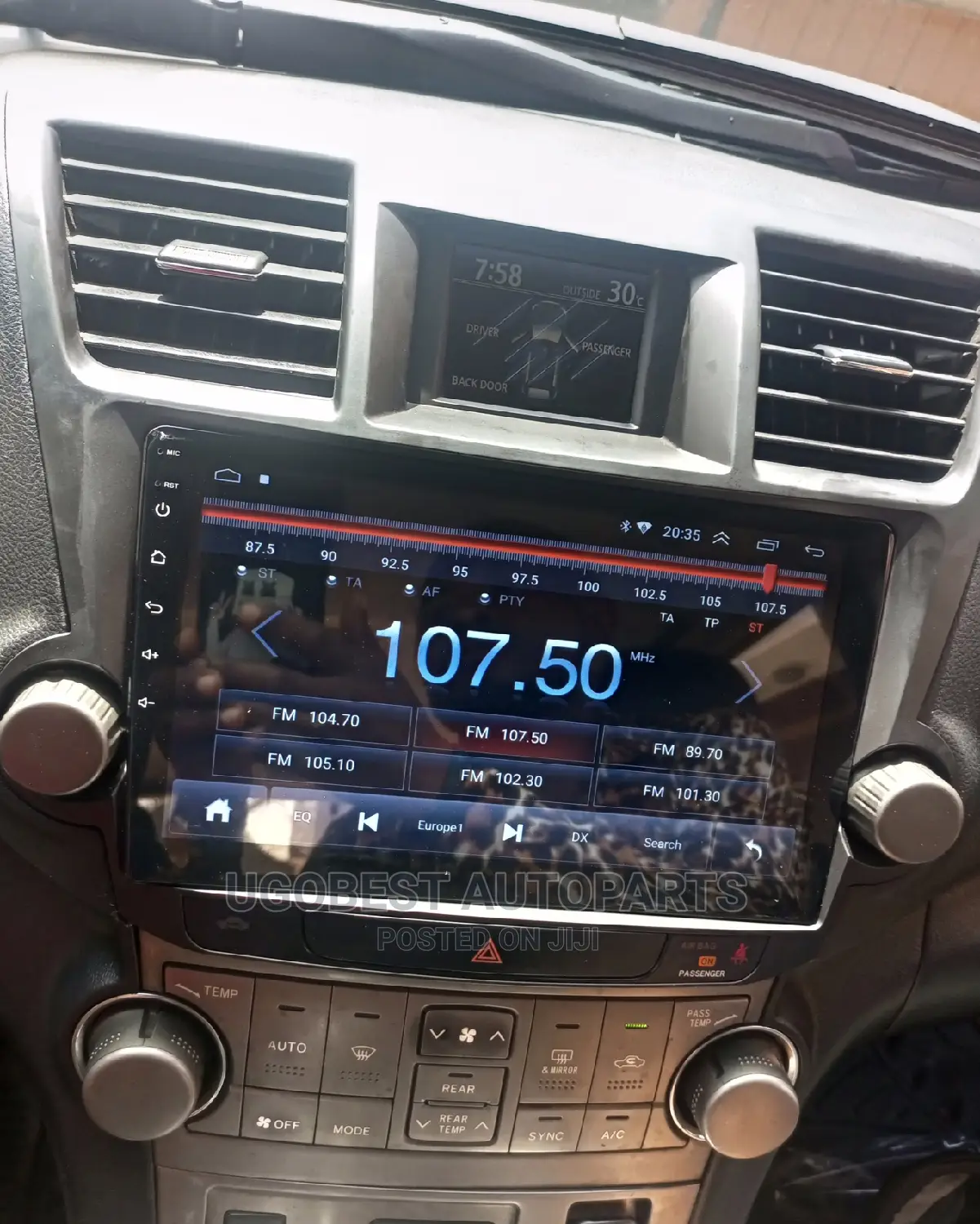 Toyota Highlander Android Screen 2008/2011 With GPS Navigation