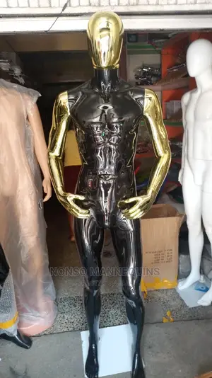 Sm1 Glossy Black And Gold Chrome Male Display Mannequin