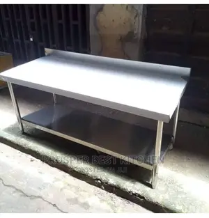 7 Feet Stainless Steel Work Table With Back.