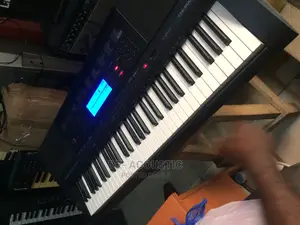 Featuring a 61 Key Piano Style Touch Sensitive Keyboard