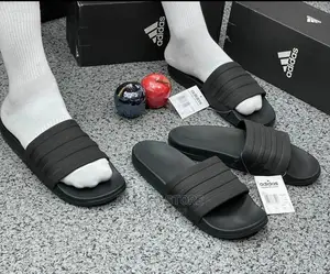 Original Adidas Cloudfoam Black Grey Slides