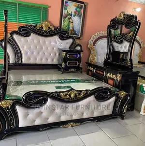 New Modern Royal Bed With Drawers and Mirror Console