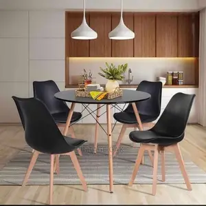 Classic Dining Table With 4 Chairs, Padded Seats.