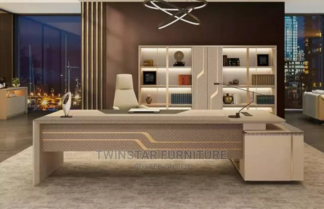 Modern Executive Office Table With Bookshelve 1.8mtr/2mtr