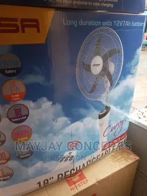 Qasa Curvy Rechargeable Standing Fan-Supports Solar Charge