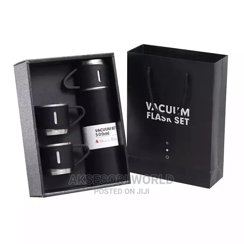 Vacuum Flask With 2 Cups Gift Set Souvenir Aksesori