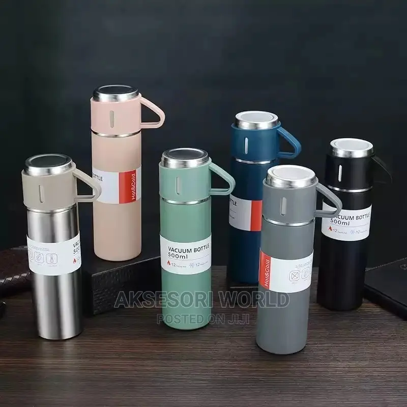 Vacuum Flask With 2 Cups Gift Set Souvenir Aksesori