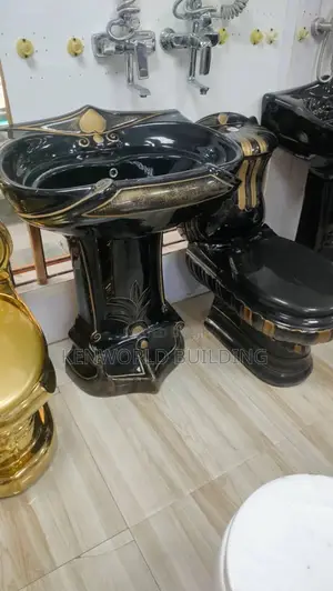 Luxury Black and Gold Water Closet