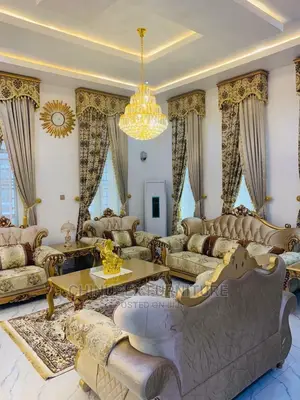 Luxury 7 Seater Living Room Fabric Royal Sofa Chair.