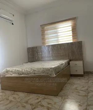 6 by 6 Wooden Bed Frame With Bedside Cupboard