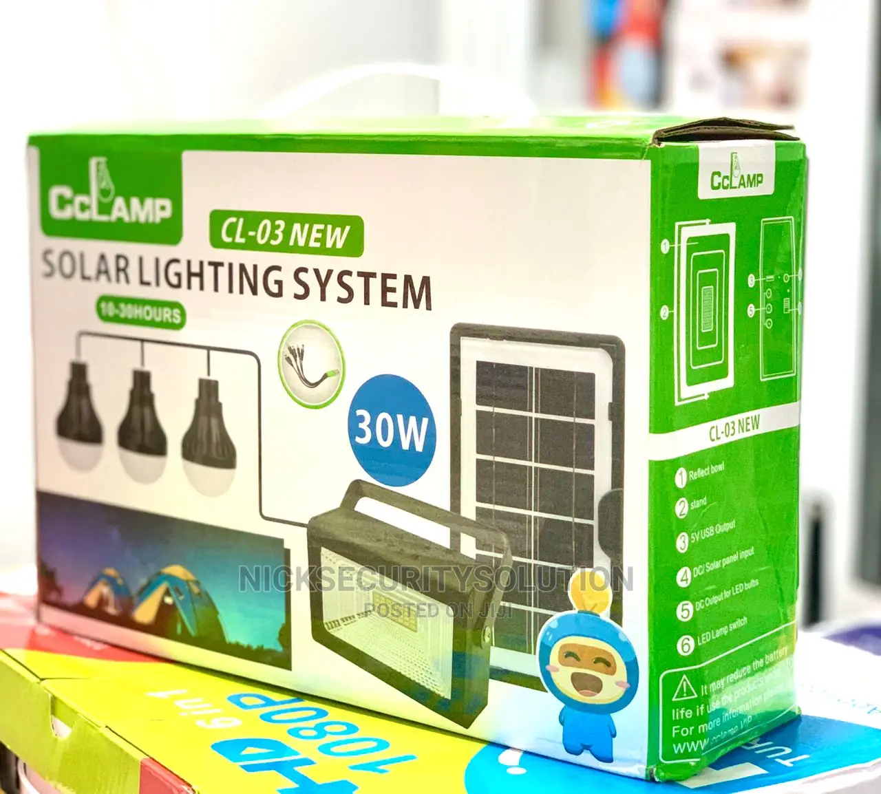 30w Solar Lighting System 3 Bulbs Solar Kit Cclamp Cl-03