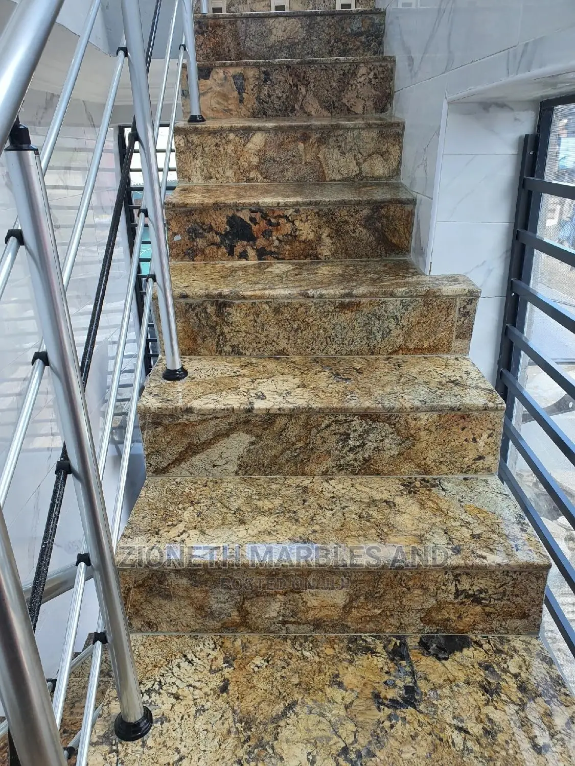 Italian Alaska Gold Granite Slab Step Work