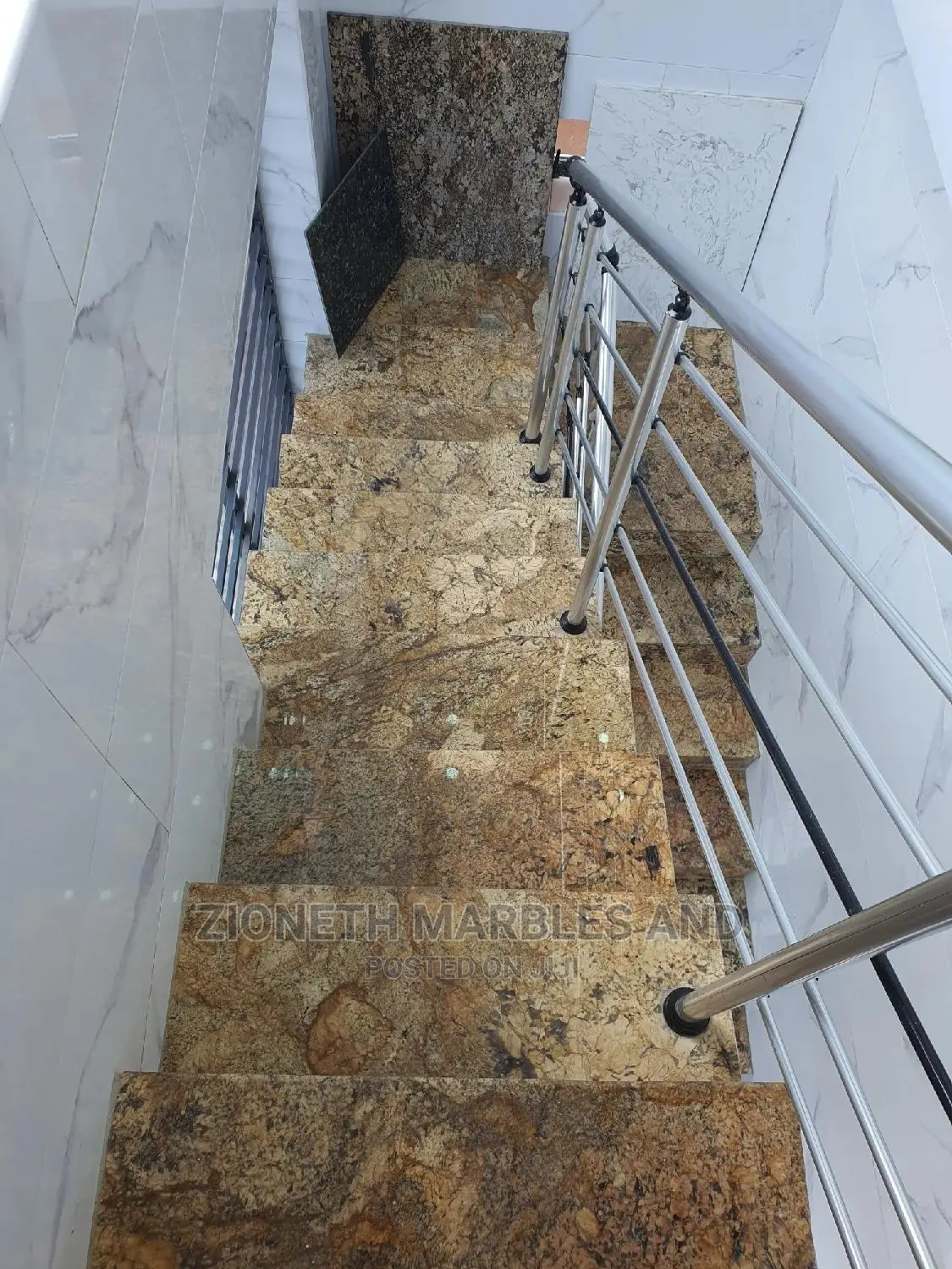 Italian Alaska Gold Granite Slab Step Work