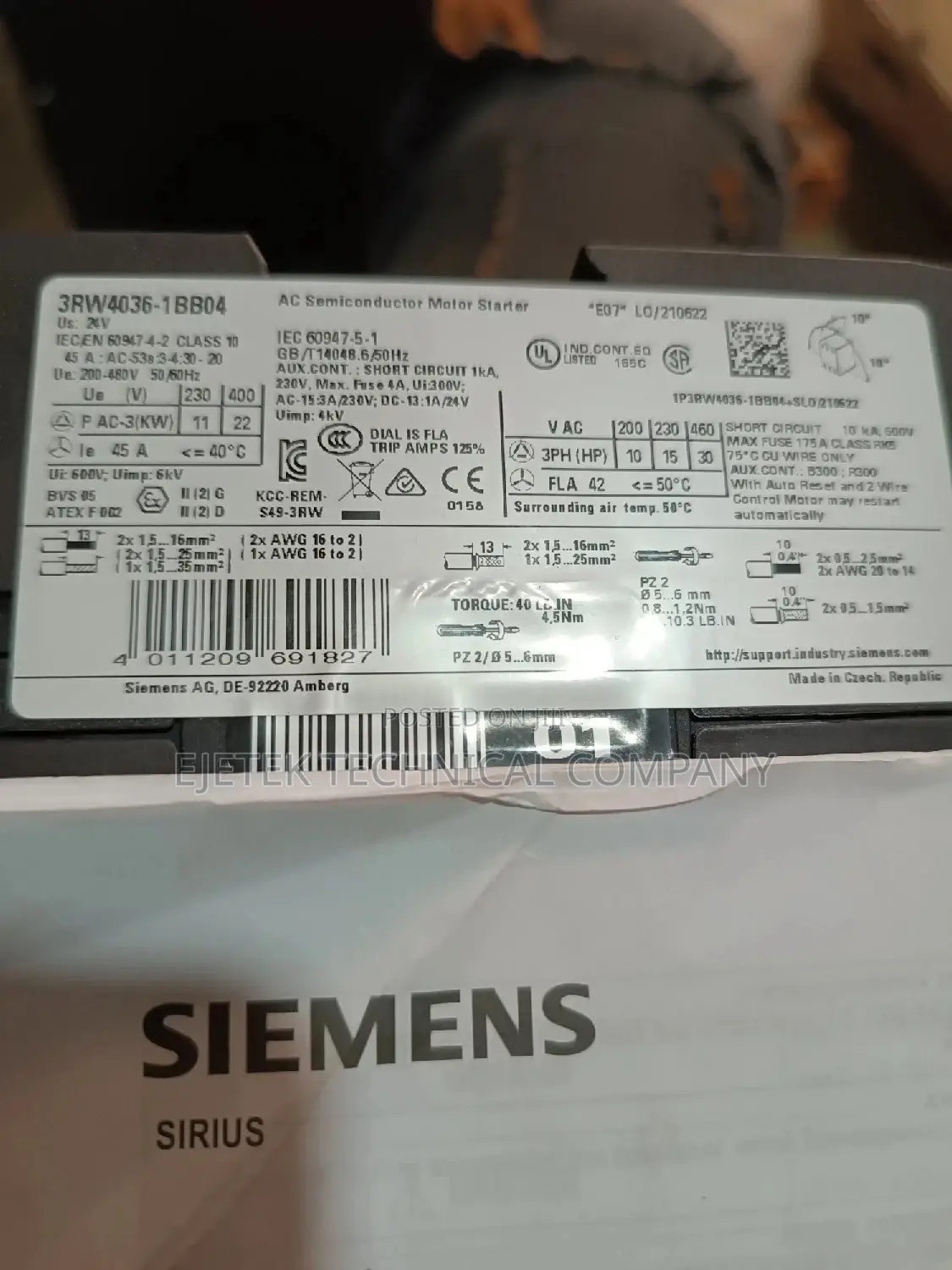 Siemens Soft Starter - 22kw