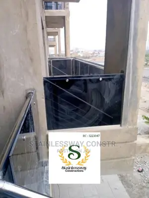 Dark Grey Balcony Glass Railing at Idu Industrial Abuja