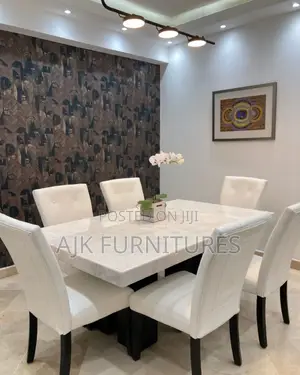 Luxury 6 Seater Marble Top Royal Dining Table Set.
