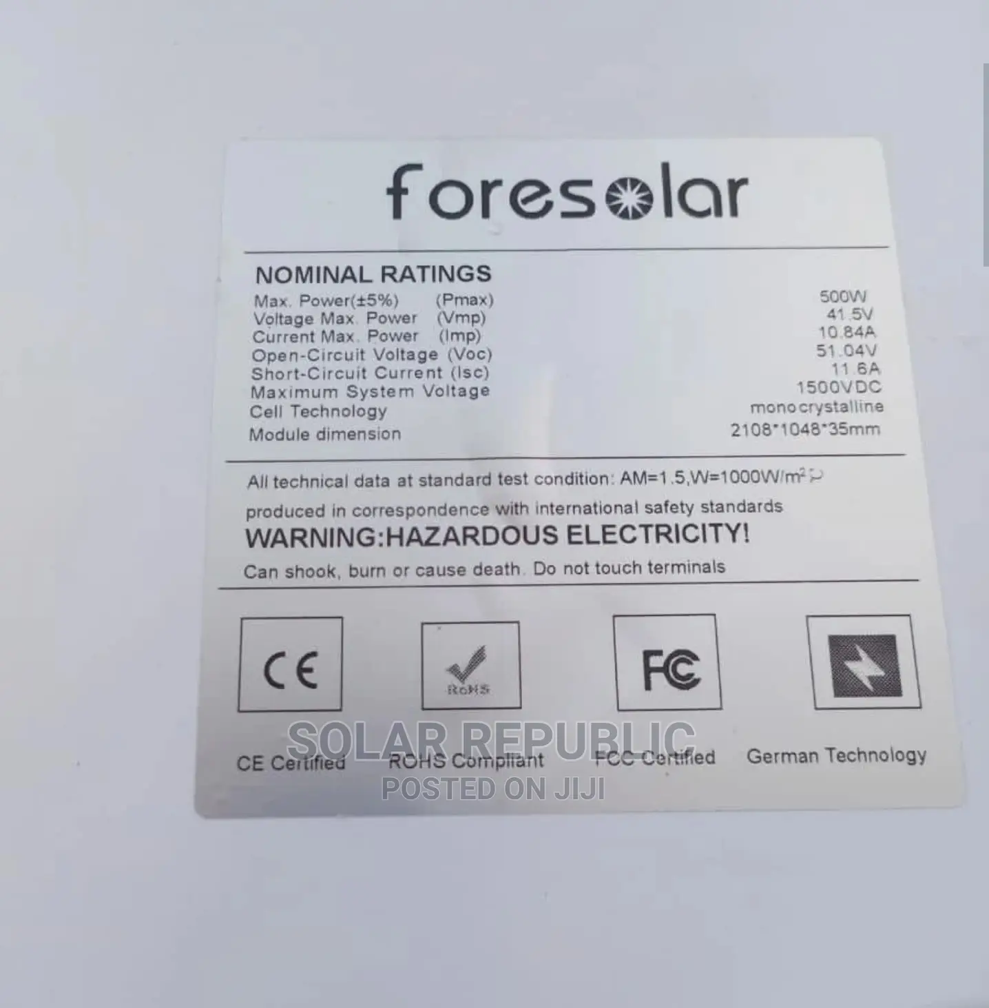 500W Foresolar Mono Solar Panels