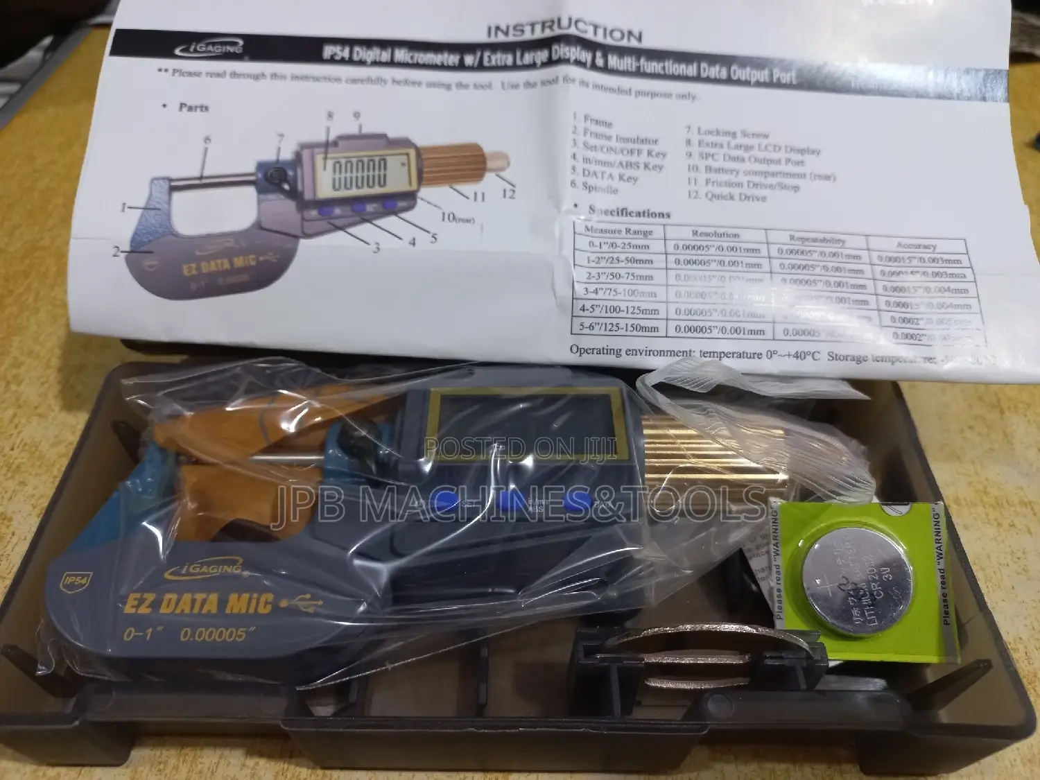 EZ Ip54 Digital Micrometer/Extra Large Display Multifuntion