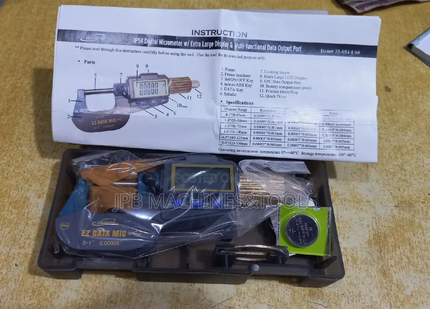 EZ Ip54 Digital Micrometer/Extra Large Display Multifuntion