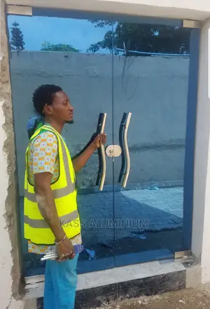 Blue Swing Door Glass