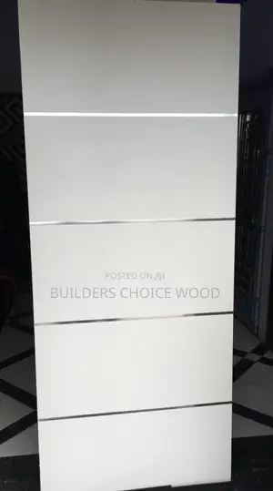 White Hdf Wooden Door With Silver Lining