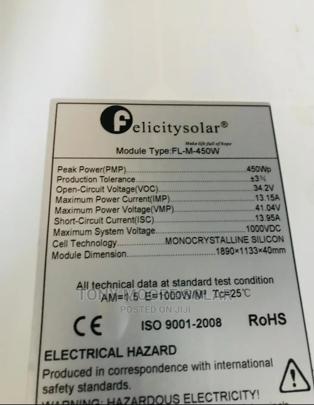 450w Felicity Solar Panel