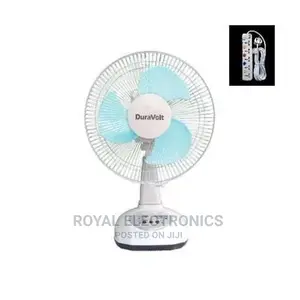 Generic New Duravolt 12” Rechargeable Table Fan- Pure Coil
