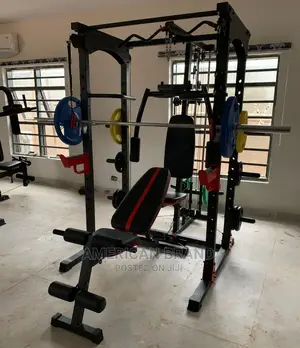 Smith Machine With Squat Rack, Multi Gym Crossover Cable