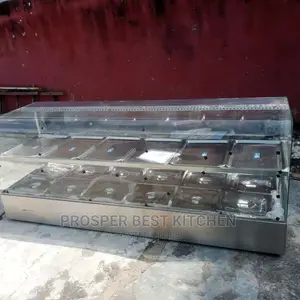 6 Plates Curved Glass Food Display Warmer