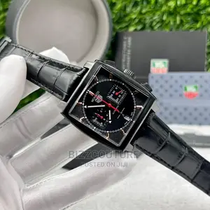 High Quality TAG HEUER Black Leather Watch Available Instore