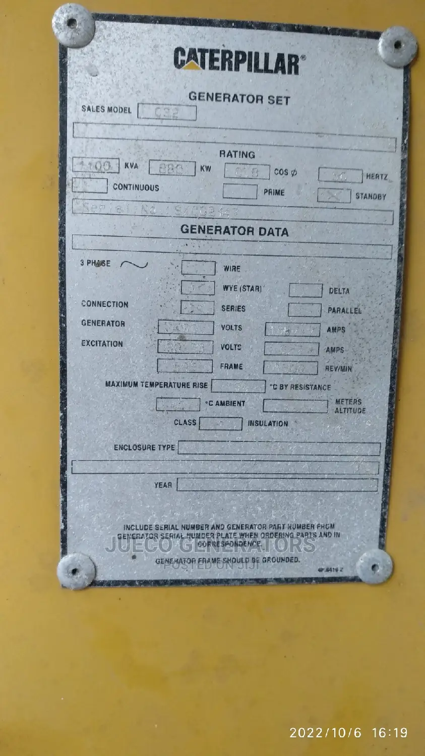 1100kva Caterpillar Main Alternator