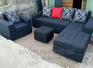 Quality 7 Seater L-Shaped Living Room Fabric Sofa Chair.