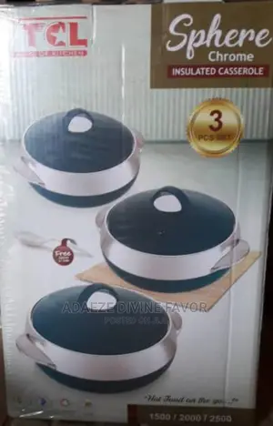 3pcs Set of Sphere Chrome Insulated Casserole