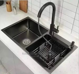 Black Kitchen Sinks With Hot and Cold Sink Mixer Faucets