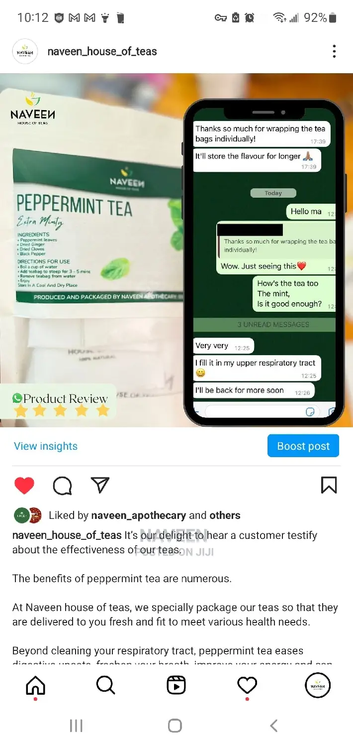 Organic Peppermint Tea -30 Teabags