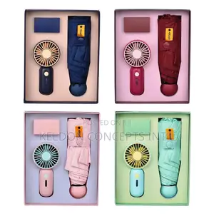 3 in 1 Mini Fan With Umbrella VIP Gift Set MOQ 50pcs