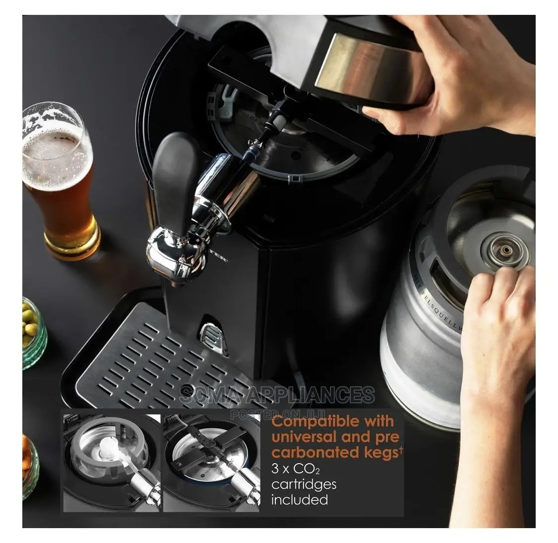 Universal Chilled Draught Beer Dispenser, 5L Keg Compatible,
