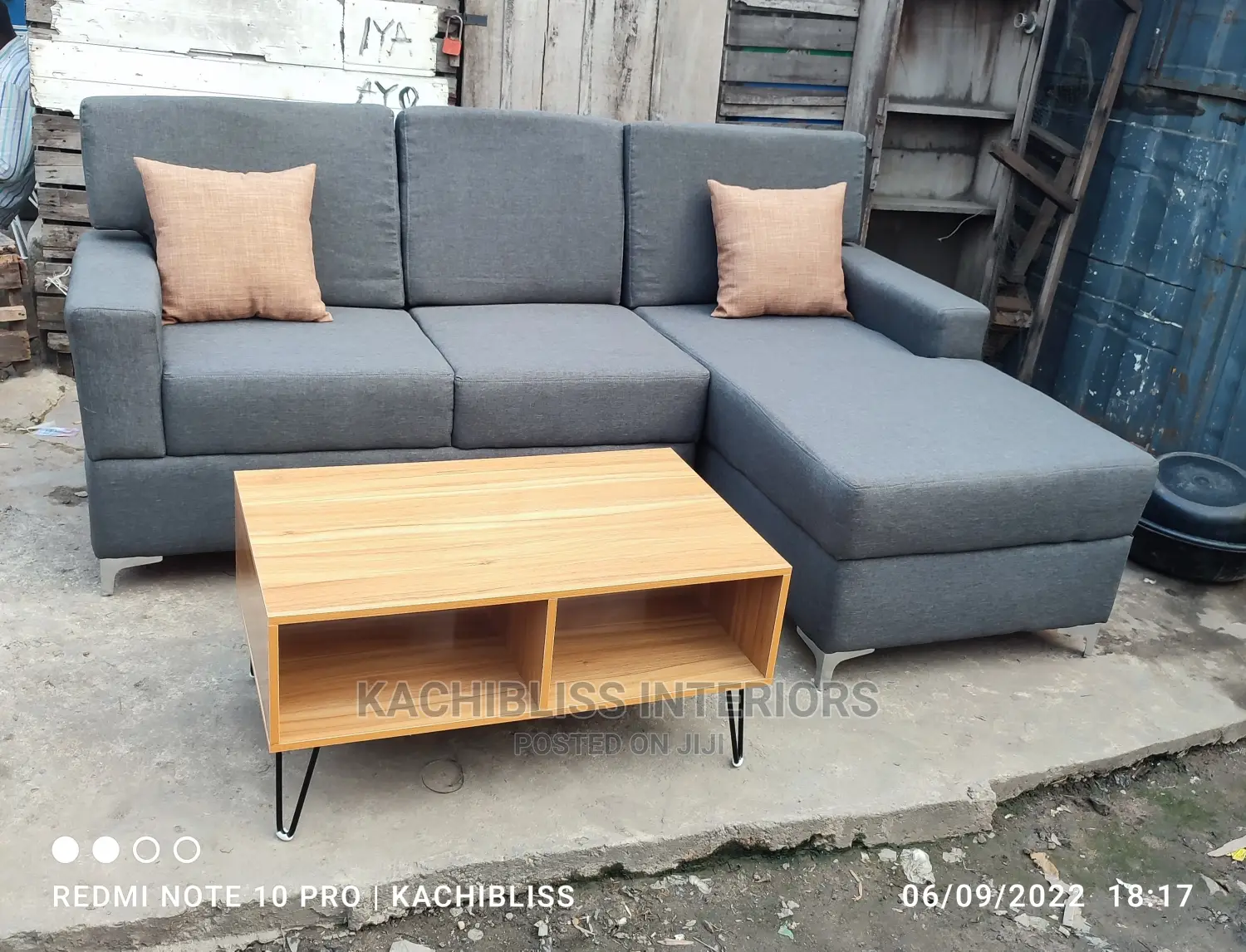 L-Shape Chair and Center Table