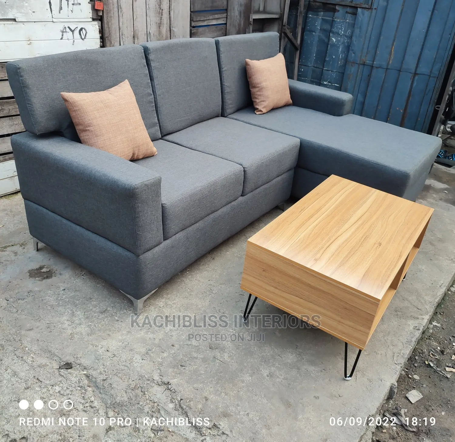 L-Shape Chair and Center Table