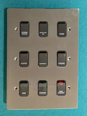 9 Gang Kitchen Grid Switch Black Nickel Plate/Black Switches
