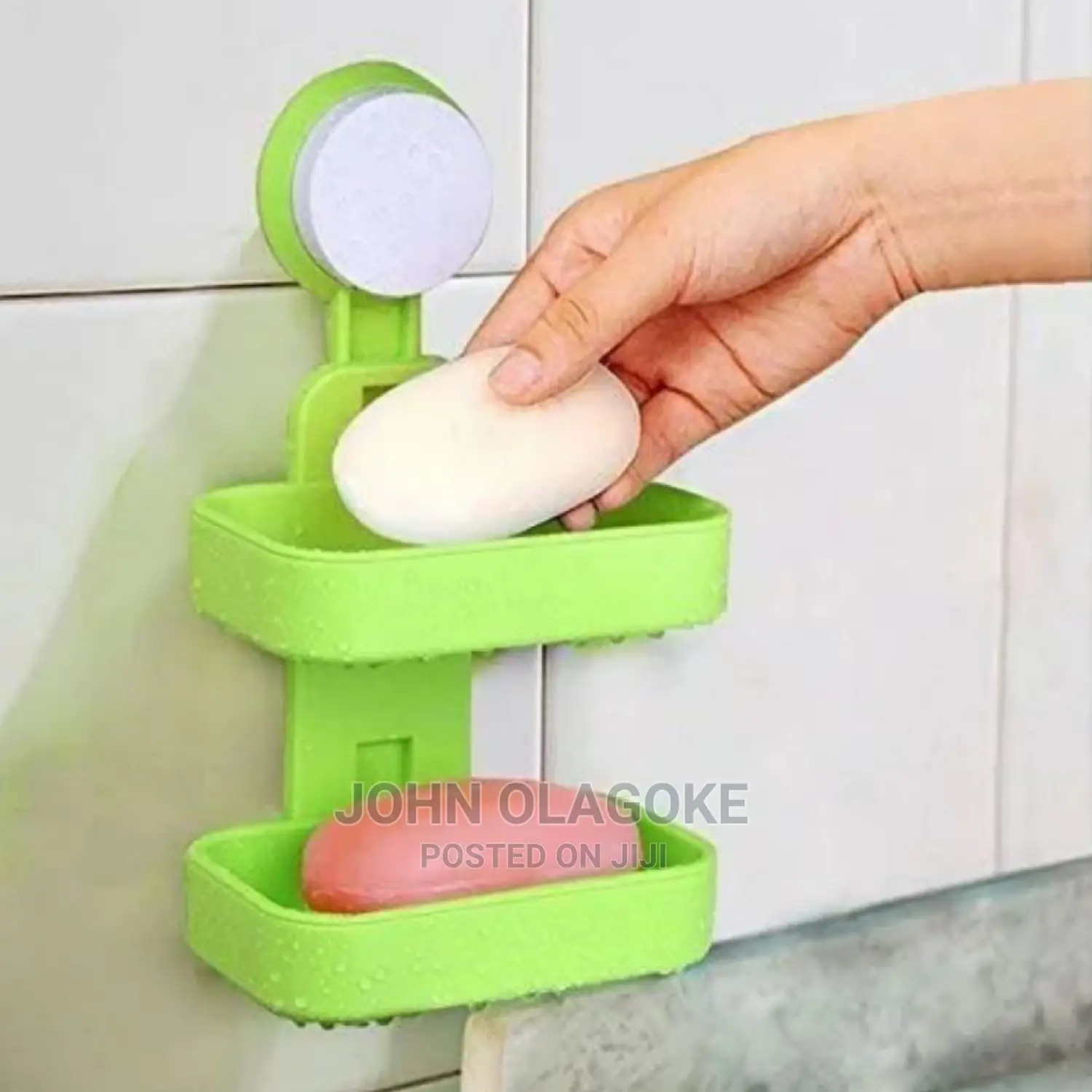 Plastic Hanging Double Layer Soap Box Holder Wit Suction Cup