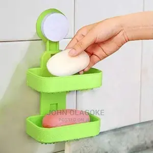 Plastic Hanging Double Layer Soap Box Holder Wit Suction Cup