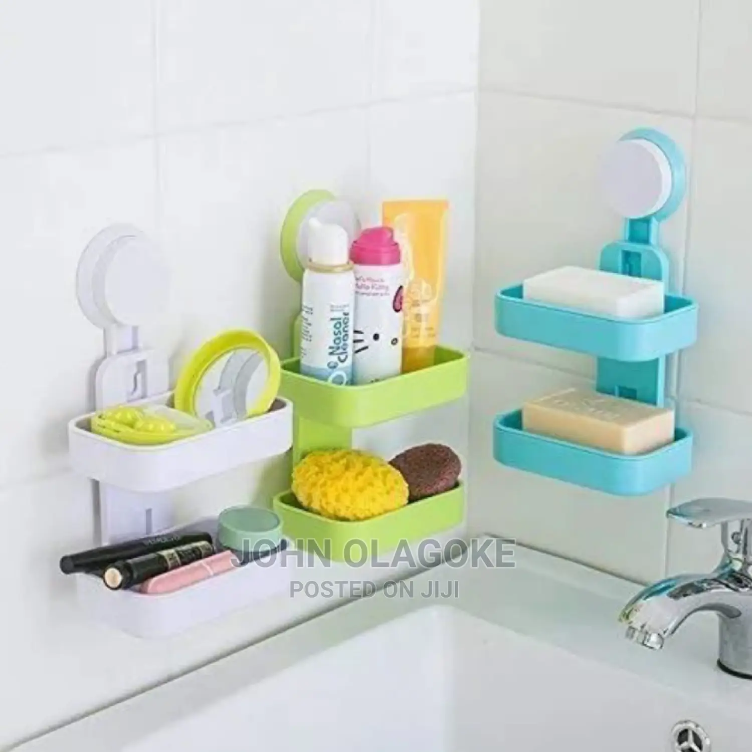 Plastic Hanging Double Layer Soap Box Holder Wit Suction Cup