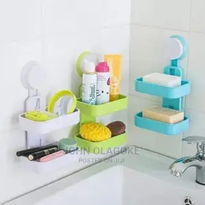 Plastic Hanging Double Layer Soap Box Holder Wit Suction Cup