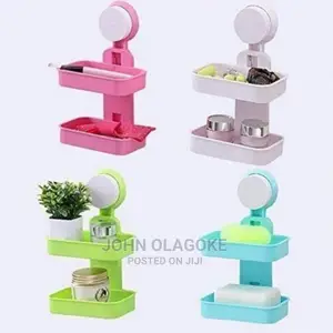 Plastic Hanging Double Layer Soap Box Holder Wit Suction Cup