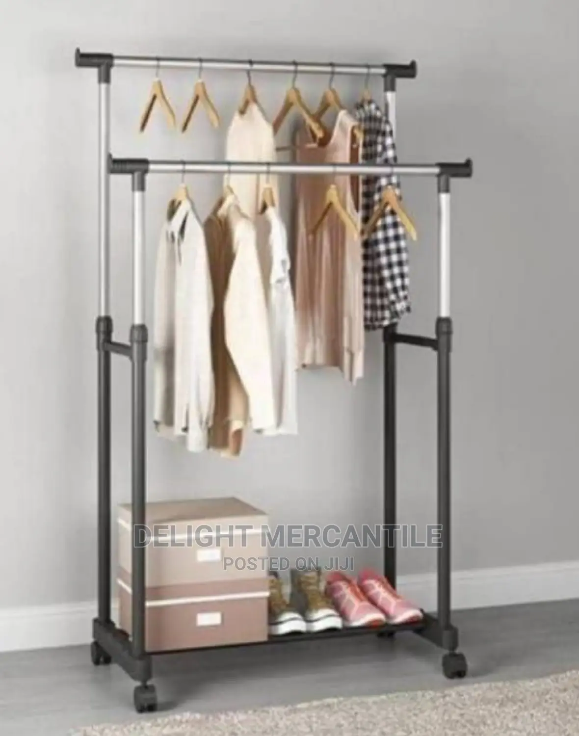 Double Pole Cloth Hanger and Shoe Rack