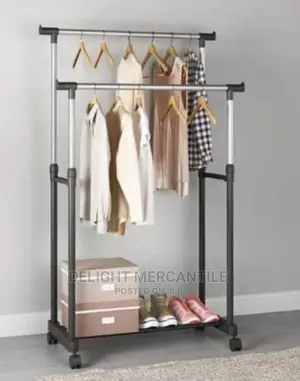 Double Pole Cloth Hanger and Shoe Rack