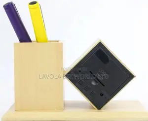 Wooden Alarm Clock + Pen Holder