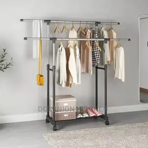 Cloth Hanger/Drying Rack Double Poles + Wheel