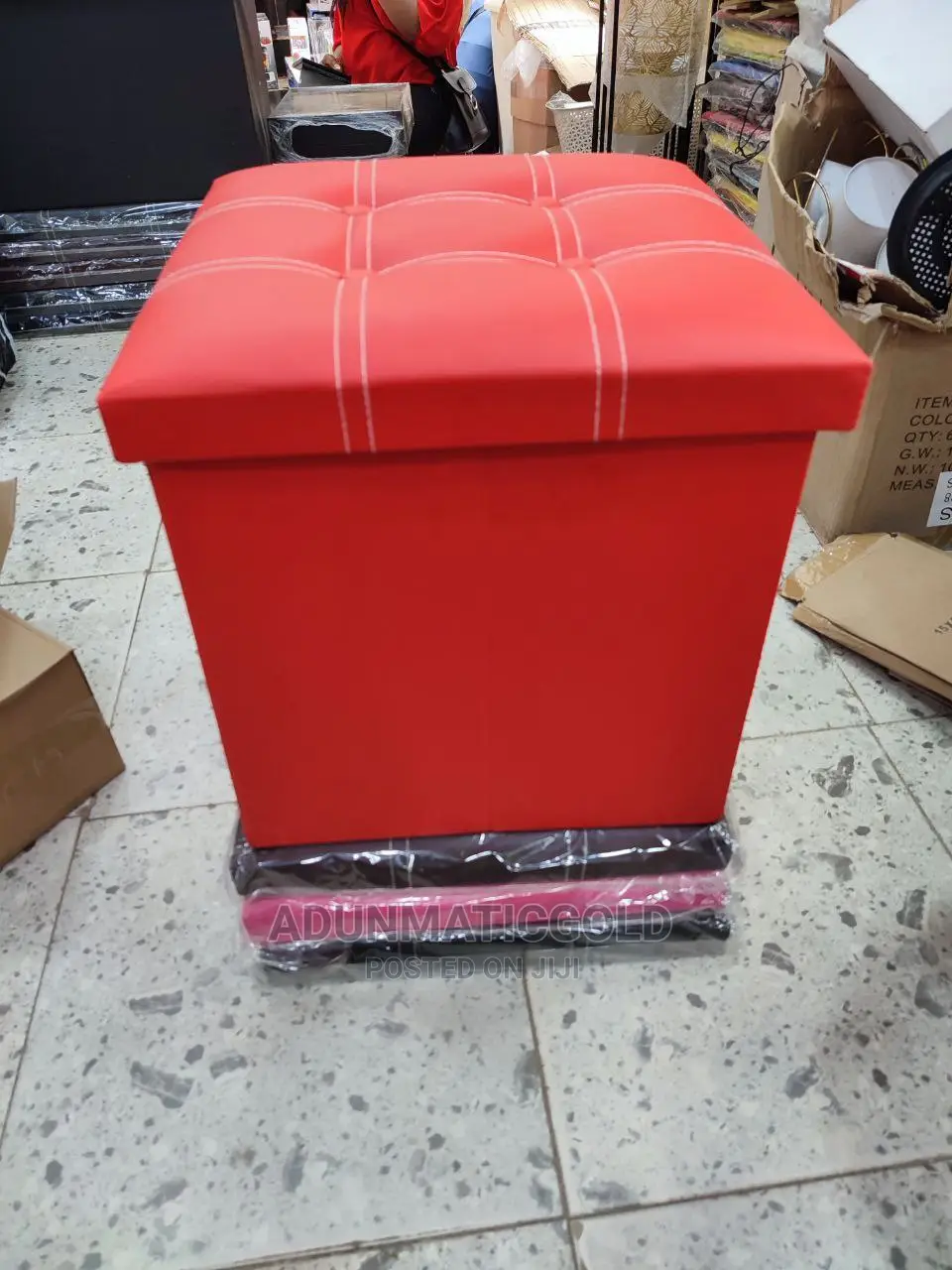 Faux Leather Ottoman Storage Box/ Hamper Box